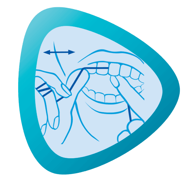 Clean upper jaw by dental floss